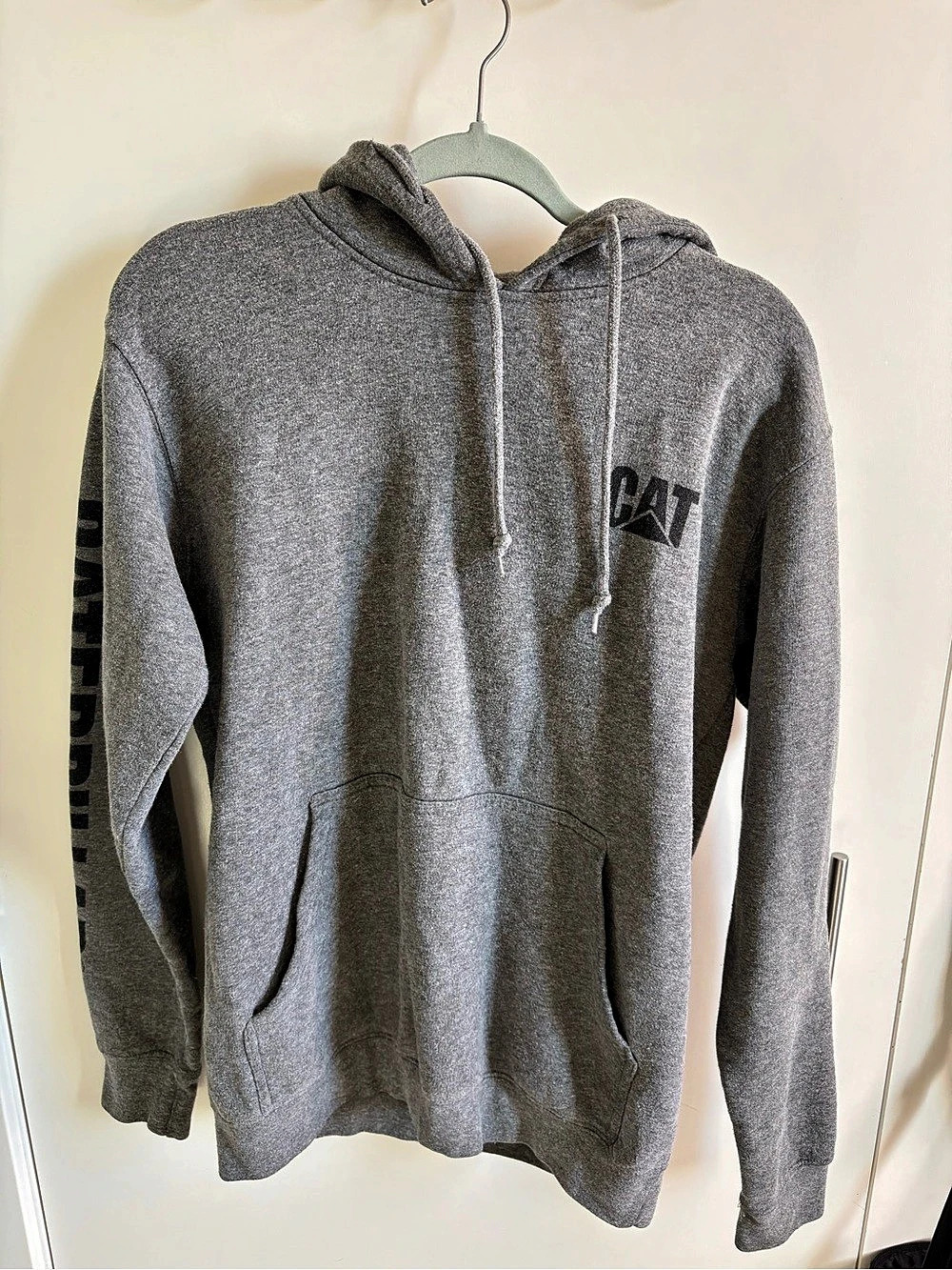 Caterpillar Trademark Hooded Sweatshirt Gray Pullover Hoodie Medium